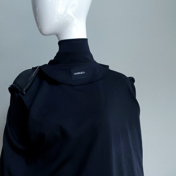 Black Asymetrical Jacket with Tie Belt - Picture 4 of 5